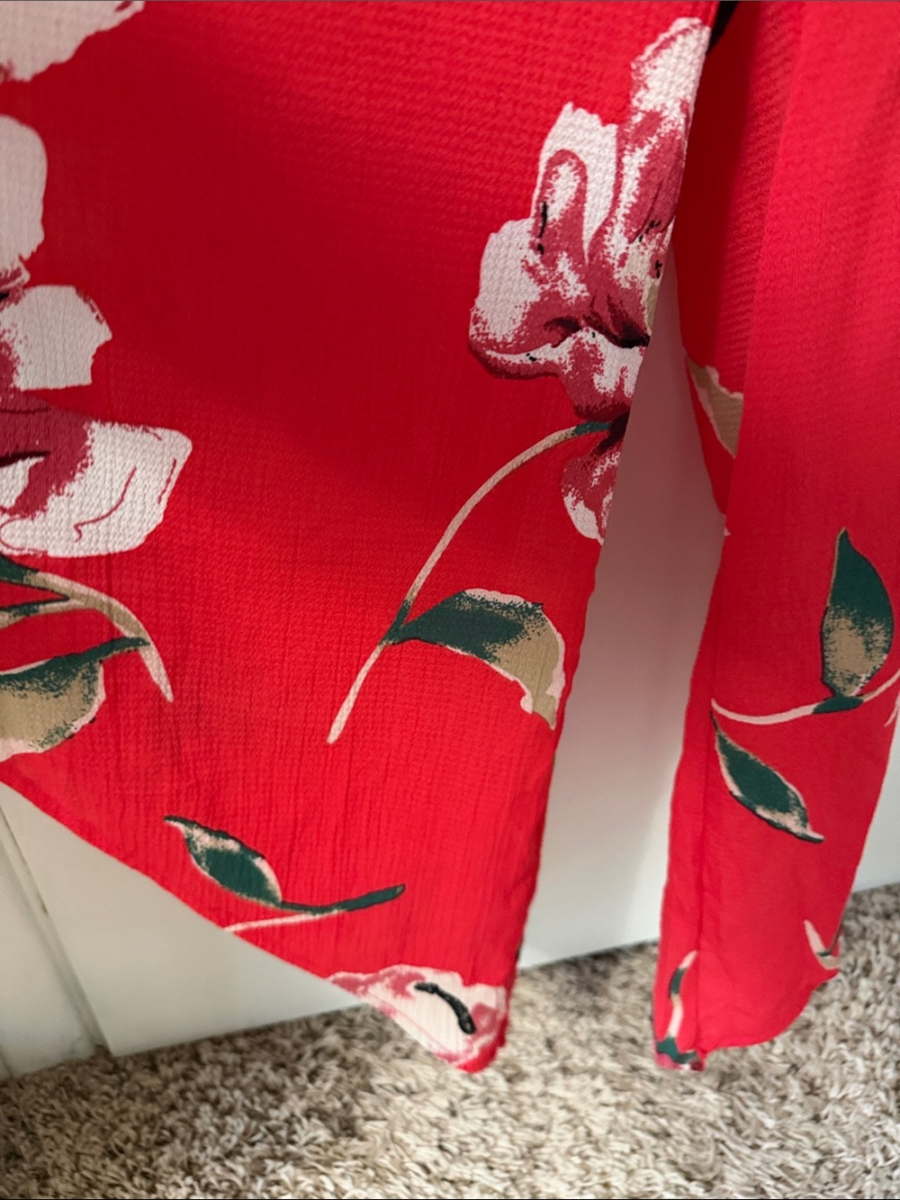 Red Floral High-Low V-Neck Sleeveless Dress - Picture 5 of 7
